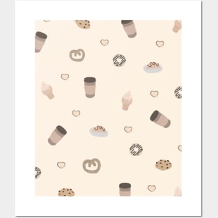 Cute naive simple food patterns Cake, Coffee Posters and Art